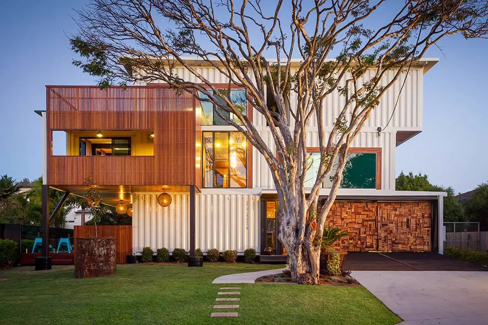 Atardecer en casa modular